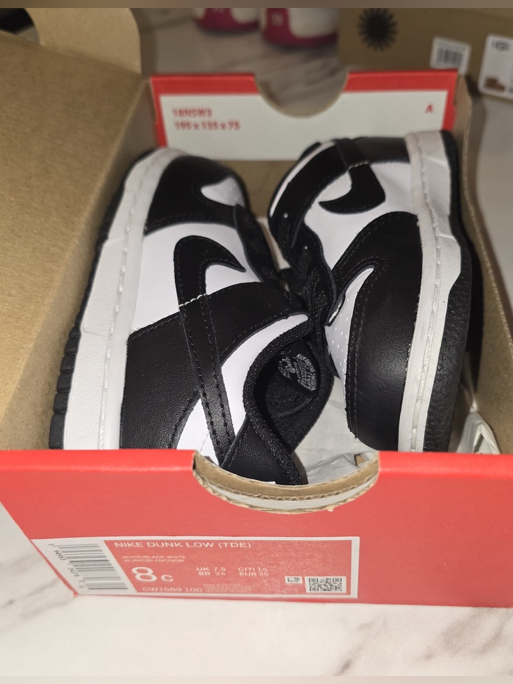 Nike Dunk Low Panda Toddler Size 8C Black White Worn Once With Box